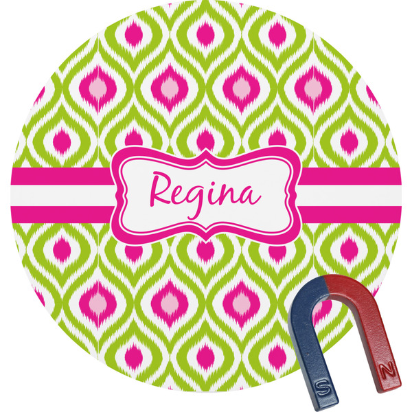 Custom Ogee Ikat Round Fridge Magnet (Personalized)