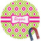 Ogee Ikat Round Fridge Magnet (Personalized)