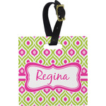 Ogee Ikat Plastic Luggage Tag - Square w/ Name or Text