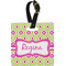 Ogee Ikat Plastic Luggage Tag - Square w/ Name or Text