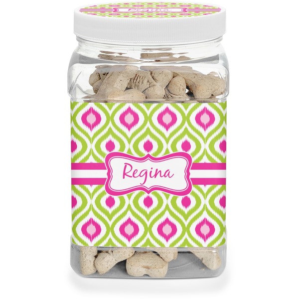 Custom Ogee Ikat Dog Treat Jar (Personalized)