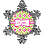 Ogee Ikat Vintage Snowflake Ornament (Personalized)