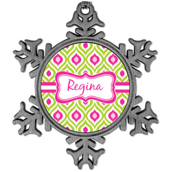 Ogee Ikat Vintage Snowflake Ornament (Personalized)