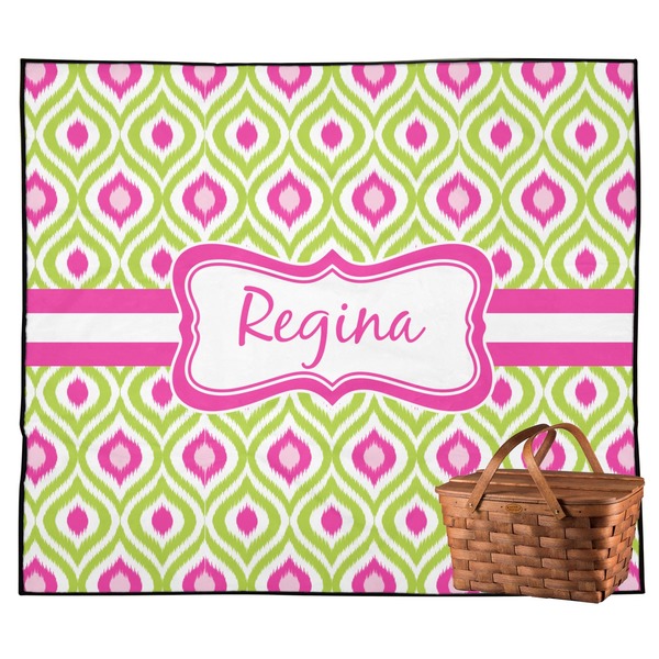 Custom Ogee Ikat Outdoor Picnic Blanket (Personalized)