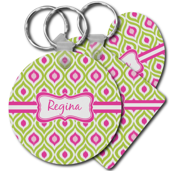 Custom Ogee Ikat Plastic Keychain (Personalized)