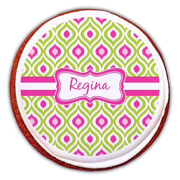 Ogee Ikat Printed Icing Circle - Large - On Cookie