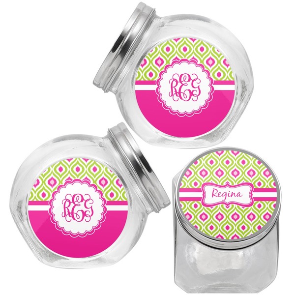 Ogee Ikat Puppy Treat Jar - Top Left Right