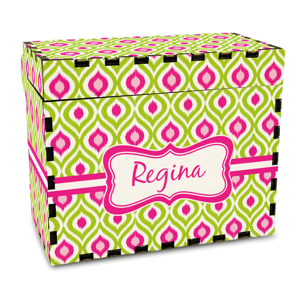 Custom Ogee Ikat Wood Recipe Box - Full Color Print (Personalized)