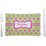 Ogee Ikat Rectangular Glass Lunch / Dinner Plate - Single or Set (Personalized)