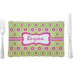 Ogee Ikat Rectangular Glass Lunch / Dinner Plate - Single or Set (Personalized)