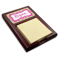 Ogee Ikat Red Mahogany Sticky Note Holder (Personalized)