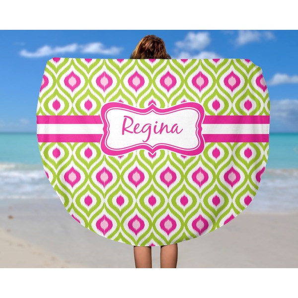 Ogee Ikat Round Beach Towel - In Use