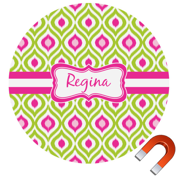 Custom Ogee Ikat Round Car Magnet - 6" (Personalized)