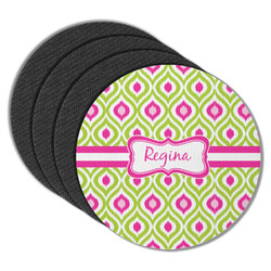 Ogee Ikat Round Rubber Backed Coasters - Set of 4 (Personalized)