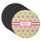 Ogee Ikat Round Rubber Backed Coasters - Set of 4 (Personalized)
