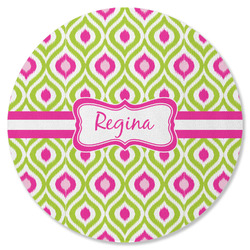 Ogee Ikat Round Rubber Backed Coaster (Personalized)