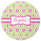 Ogee Ikat Round Rubber Backed Coaster (Personalized)