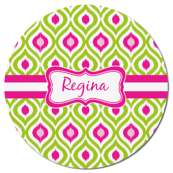 Ogee Ikat Round Fridge Magnet - FRONT