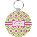 Ogee Ikat Round Plastic Keychain (Personalized)