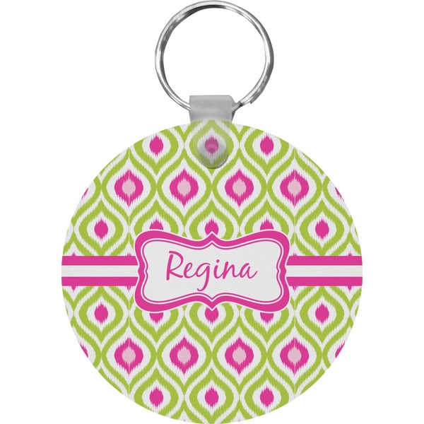 Ogee Ikat Round Keychain (Personalized)