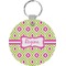 Ogee Ikat Round Plastic Keychain (Personalized)