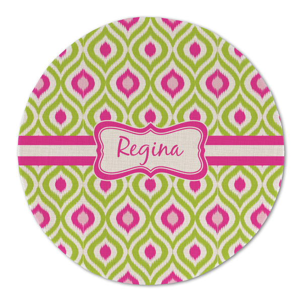 Ogee Ikat Round Linen Placemats - FRONT (Double Sided)