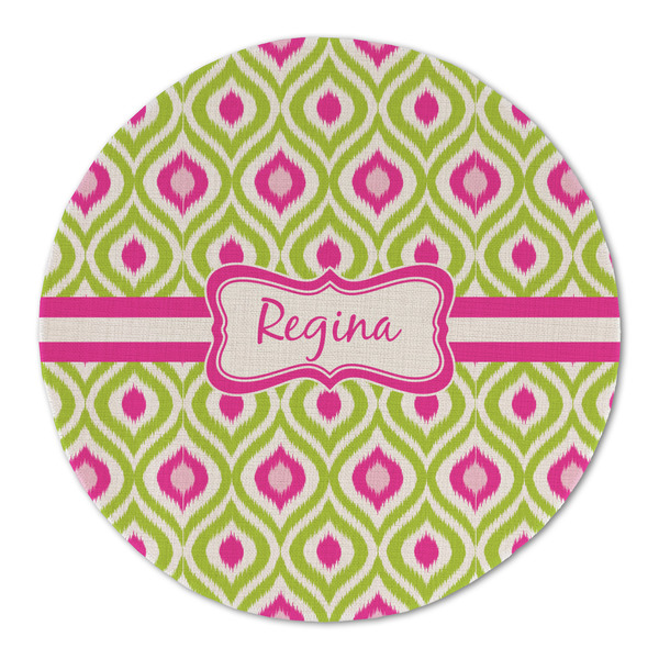 Custom Ogee Ikat Round Linen Placemat - Single Sided (Personalized)