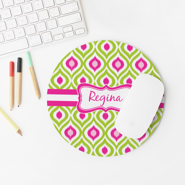 Ogee Ikat Round Mousepad - LIFESTYLE 2
