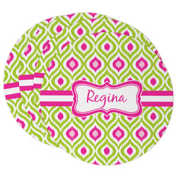 Ogee Ikat Round Paper Coasters w/ Name or Text