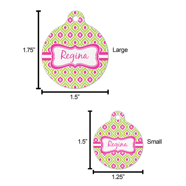 Ogee Ikat Round Pet ID Tag - Large - Comparison Scale