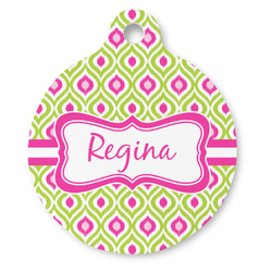 Ogee Ikat Round Pet ID Tag - Large (Personalized)
