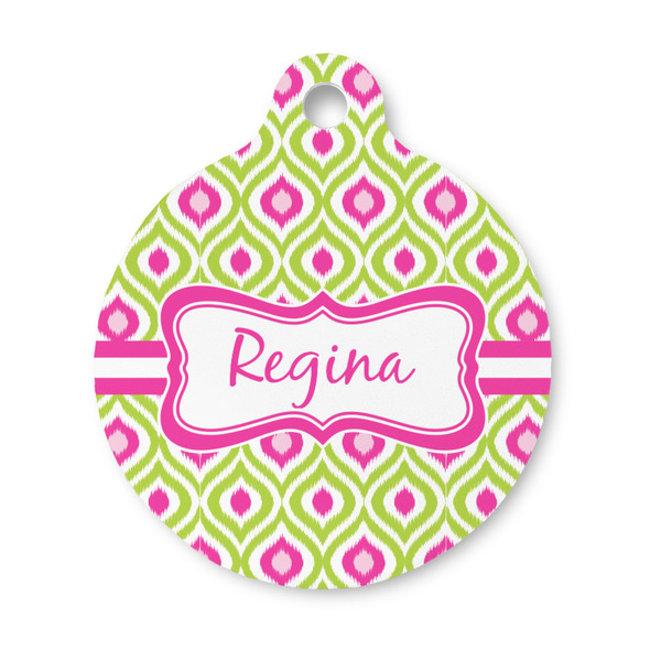 Custom Ogee Ikat Round Pet ID Tag - Small (Personalized)