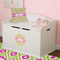 Ogee Ikat Round Wall Decal on Toy Chest
