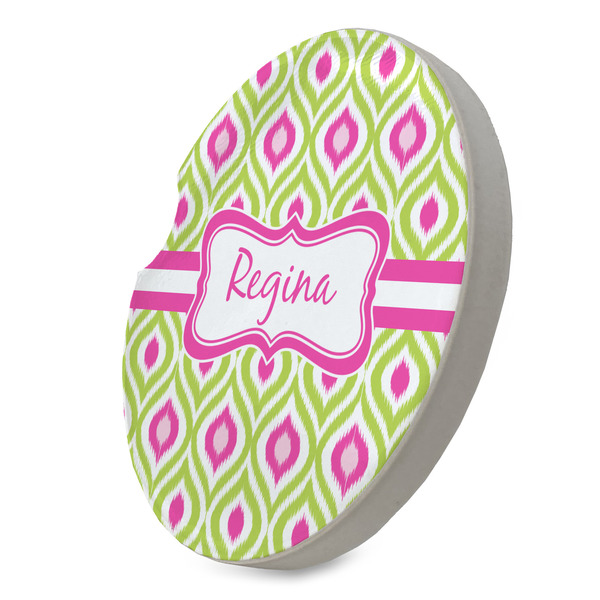 Ogee Ikat Sandstone Car Coaster - STANDING ANGLE