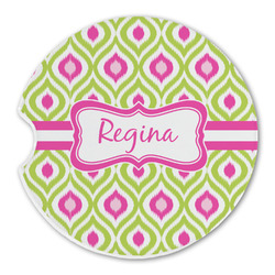 Ogee Ikat Sandstone Car Coaster - Single (Personalized)