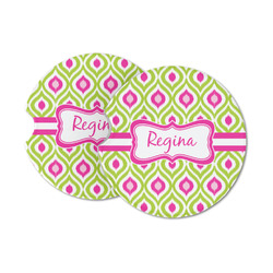 Ogee Ikat Sandstone Car Coasters (Personalized)