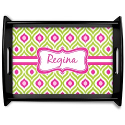 Ogee Ikat Black Wooden Tray - Large (Personalized)