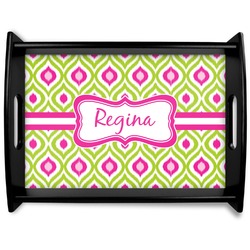 Ogee Ikat Black Wooden Tray - Large (Personalized)