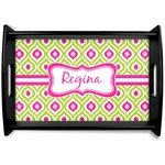 Ogee Ikat Black Wooden Tray - Small (Personalized)