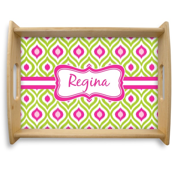 Custom Ogee Ikat Natural Wooden Tray - Large (Personalized)