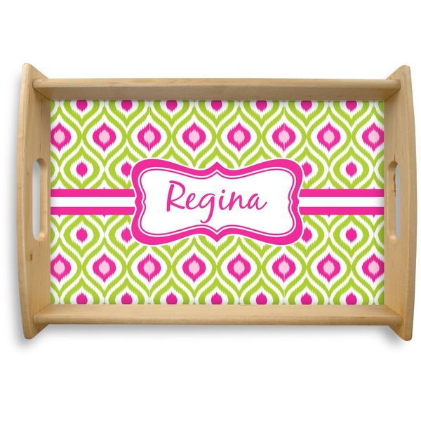 Custom Ogee Ikat Natural Wooden Tray - Small (Personalized)