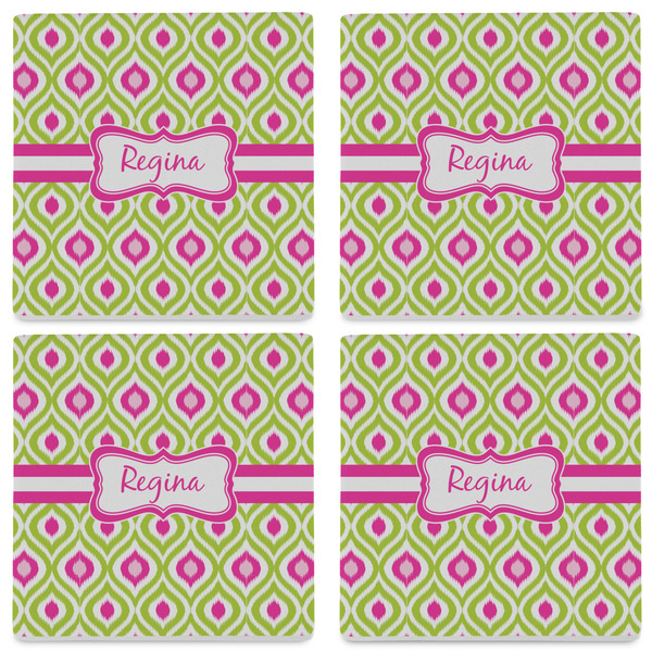 Ogee Ikat Set of 4 Sandstone Coasters - See All 4 View