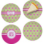 Ogee Ikat Set of 4 Glass Appetizer / Dessert Plate 8" (Personalized)