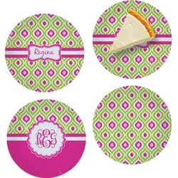 Ogee Ikat Set of 4 Glass Appetizer / Dessert Plate 8" (Personalized)