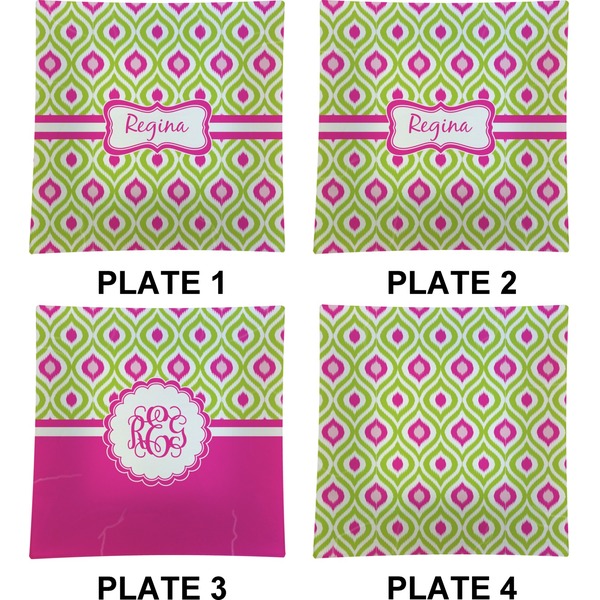 Ogee Ikat Set of Square Dinner Plates (Approval)