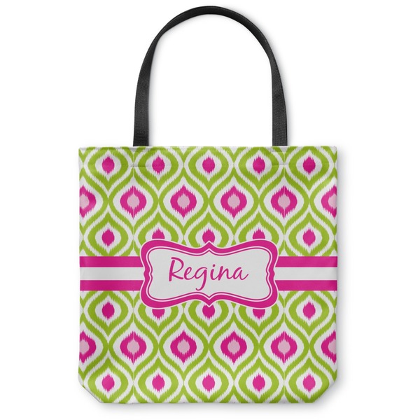 Custom Ogee Ikat Canvas Tote Bag - Large - 18"x18" (Personalized)