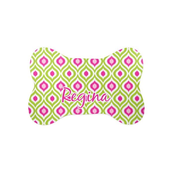Custom Ogee Ikat Bone Shaped Dog Food Mat (Small) (Personalized)