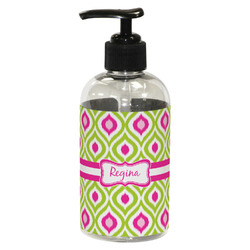 Ogee Ikat Plastic Soap / Lotion Dispenser (8 oz - Small - Black) (Personalized)