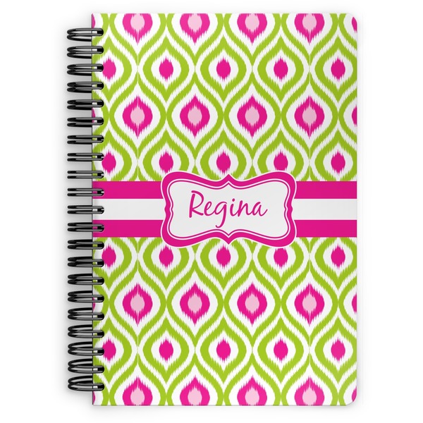 Custom Ogee Ikat Spiral Notebook - 7x10 w/ Name or Text