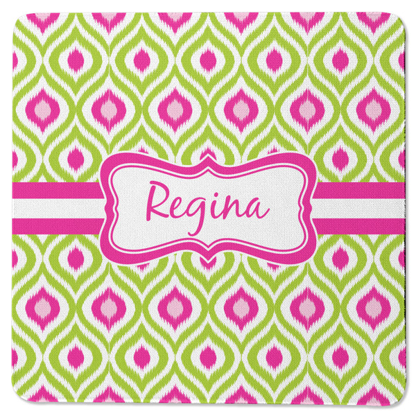 Custom Ogee Ikat Square Rubber Backed Coaster (Personalized)
